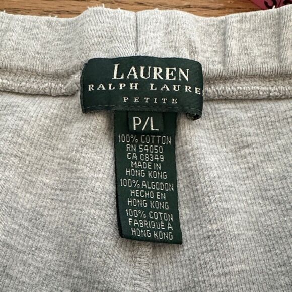 Ralph Lauren Cropped Sweat Pants Lounge Drawcord Petite Large Pullon Zip Hem - Picture 8 of 10